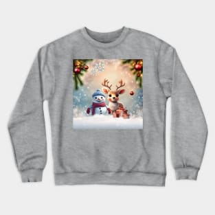 So sweet this little reindeer with the friend the snowman Crewneck Sweatshirt